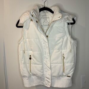 Women’s Calvin Klein Performance White Puffer Vest w/ Detachable Hood #50